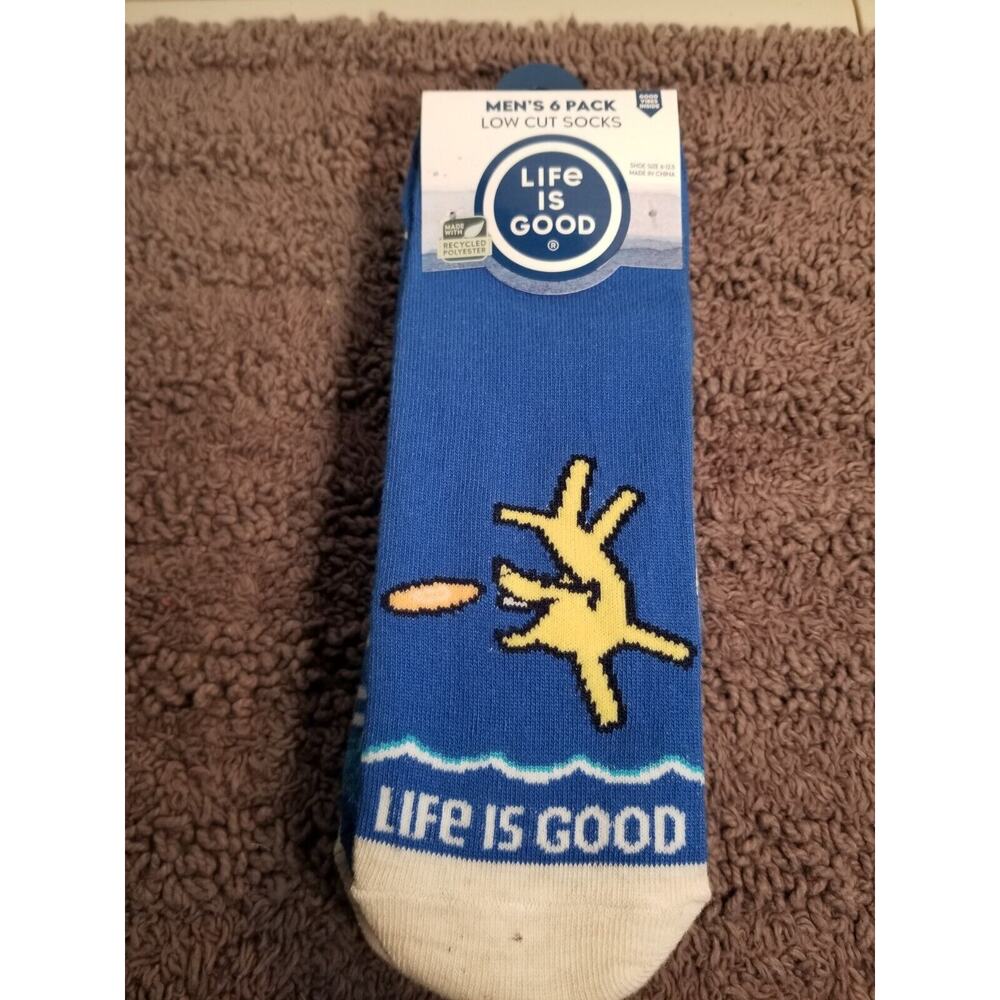 Life is Good Mens‎ 6 Pack Low Cut Socks (Gator) Multi Colors Sz 6-12.5